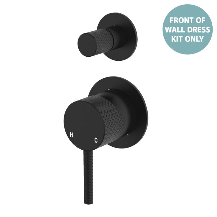 fienza Axle Wall Diverter Mixer Dress Kit Small Round Plates Matte Black