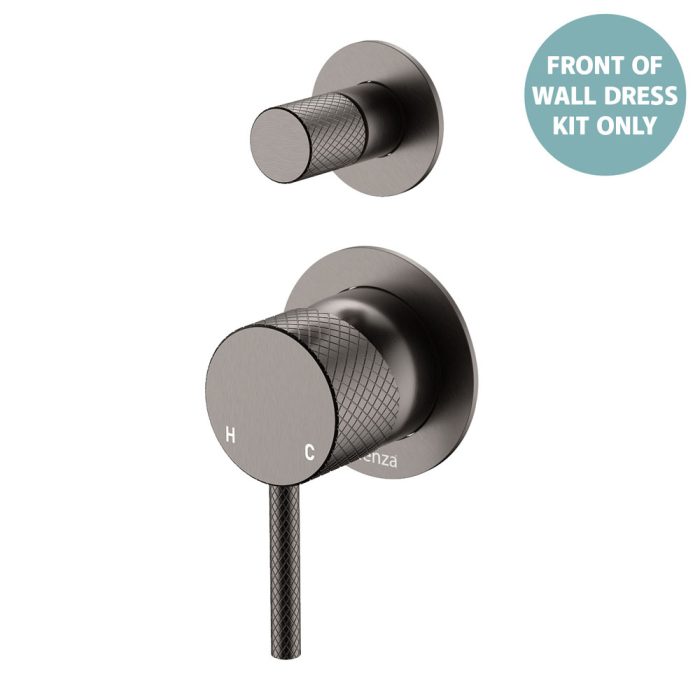 fienza Axle Wall Diverter Mixer Dress Kit Small Round Plates Gun Metal