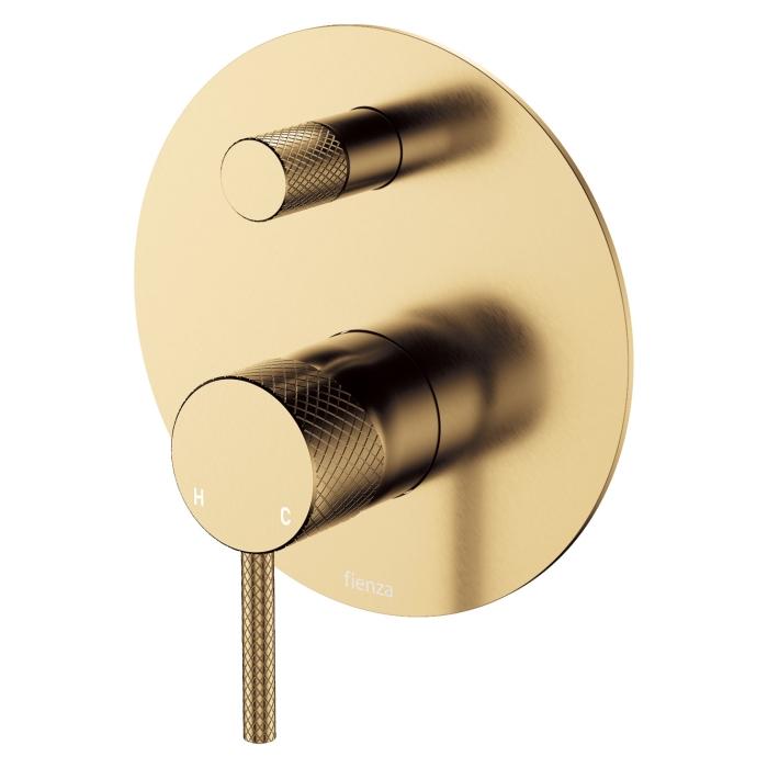 fienza Axle Wall Diverter Mixer Large Round Plate Urban Brass