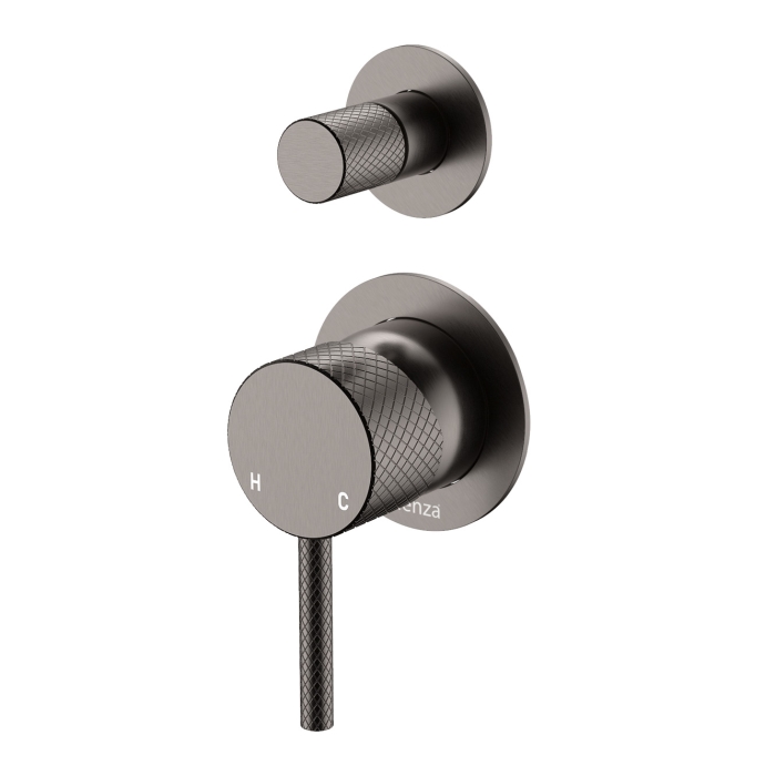 fienza Axle Wall Diverter Mixer Small Round Plates Gun Metal
