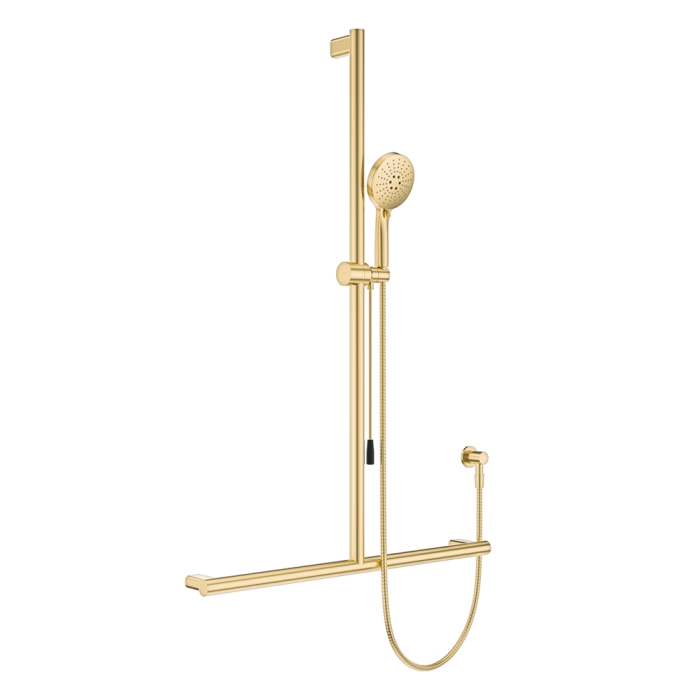 fienza Care Inverted T Rail Shower with Push/Pull Slider Urban Brass