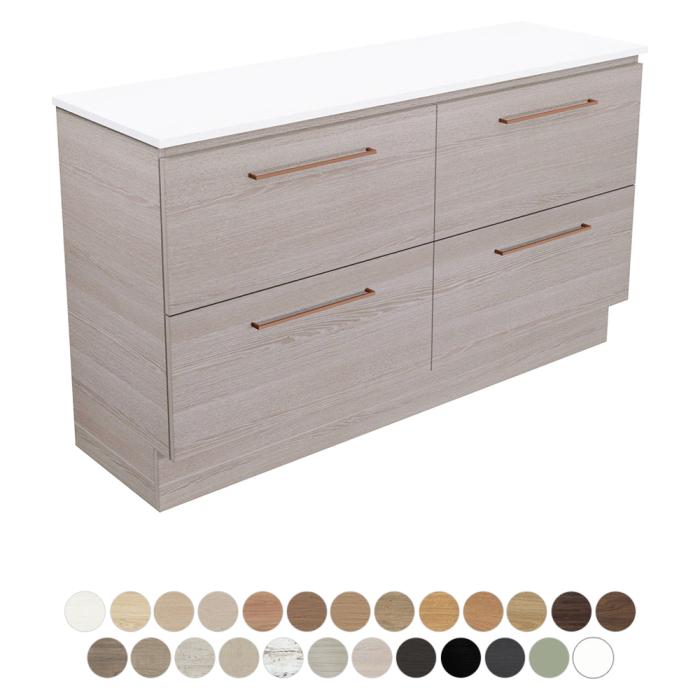 fienza Carmen All Drawer 1500 Double Bowl Floor Standing Vanity