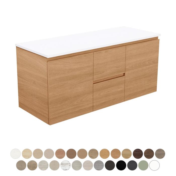 fienza Carmen Door & Drawer 1200 Double Bowl Wall Hung Vanity