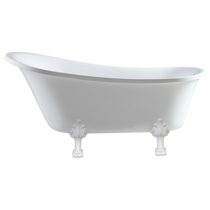 fienza Clawfoot Freestanding Acrylic Bath Semi-Gloss White Feet