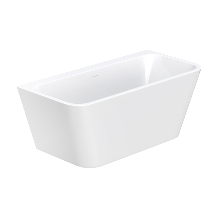 fienza Delta Back-To-Wall Acrylic Bath with Overflow Gloss White 1500mm