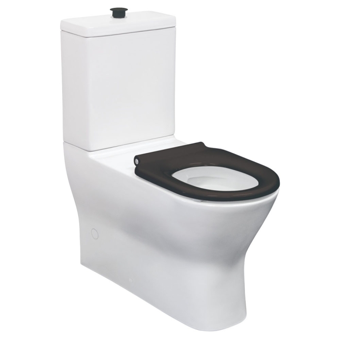 fienza Delta Care Back-to-Wall Toilet Suite Gloss White with Black Seat