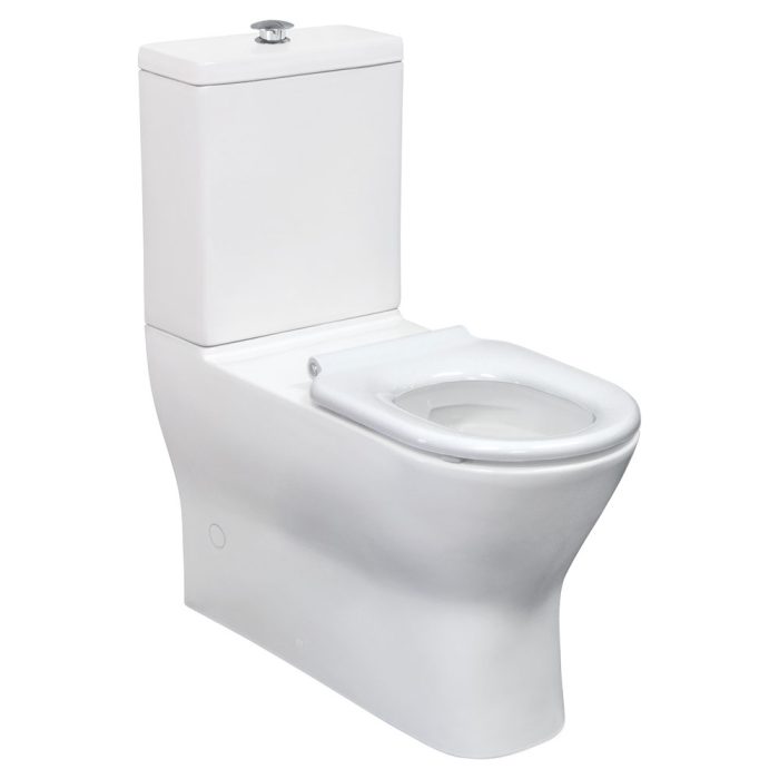 fienza Delta Care Back-to-Wall Toilet Suite White Seat Raised Buttons