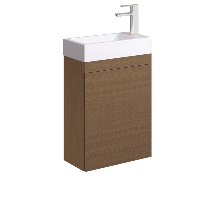 fienza Denzel Edge 450 Ensuite Wall Hung Vanity Walnut