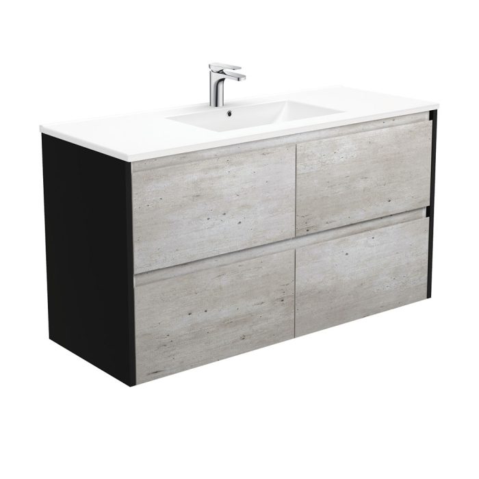 fienza Dolce Amato 1200 Industrial Wall-Hung Vanity Satin Black Panels
