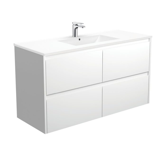 fienza Dolce Amato 1200 Satin White Wall-Hung Vanity