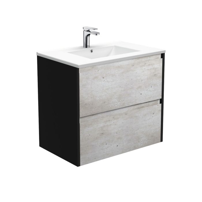 fienza Dolce Amato 750 Industrial Wall-Hung Vanity Satin Black Panels