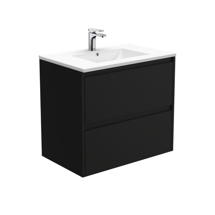 fienza Dolce Amato 750 Satin Black Wall-Hung Vanity