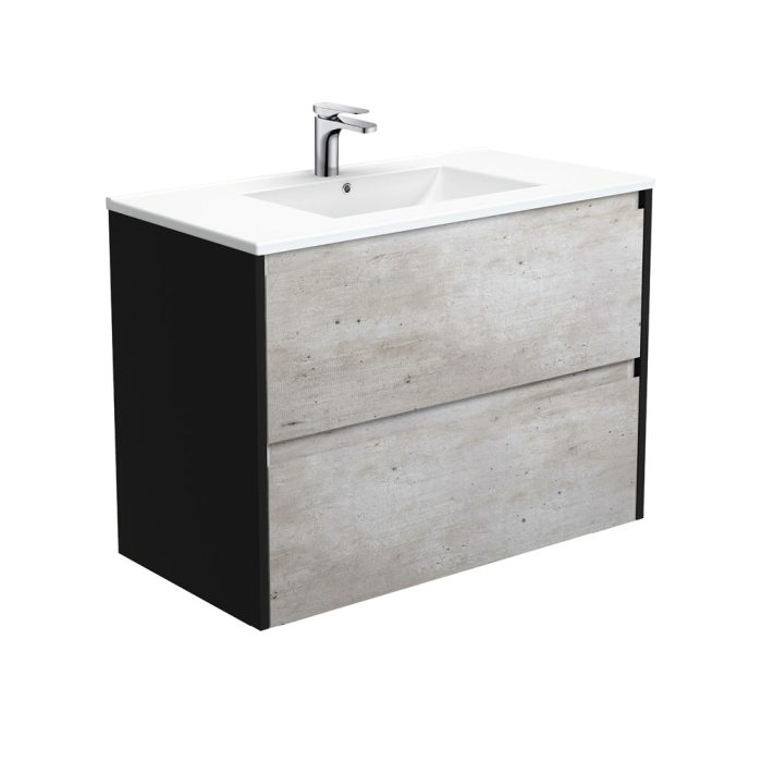 fienza Dolce Amato 900 Industrial Wall-Hung Vanity Satin Black Panels