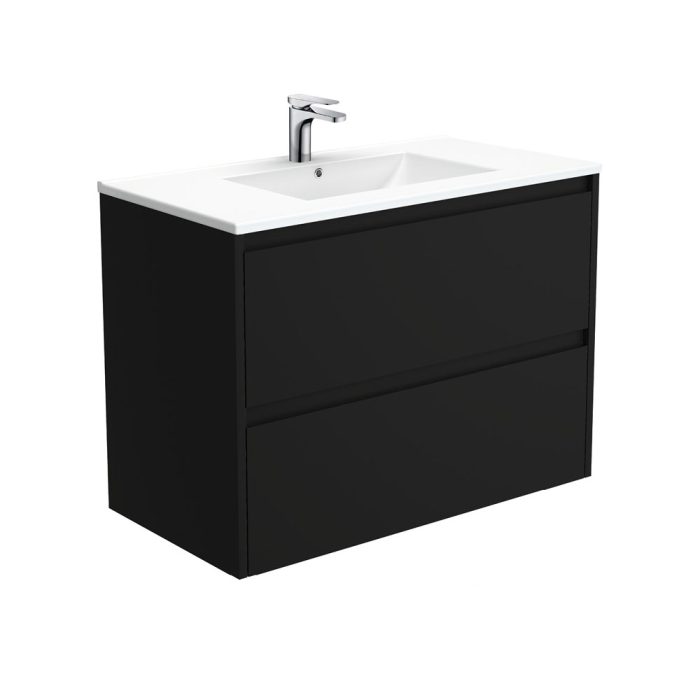 fienza Dolce Amato 900 Satin Black Wall-Hung Vanity