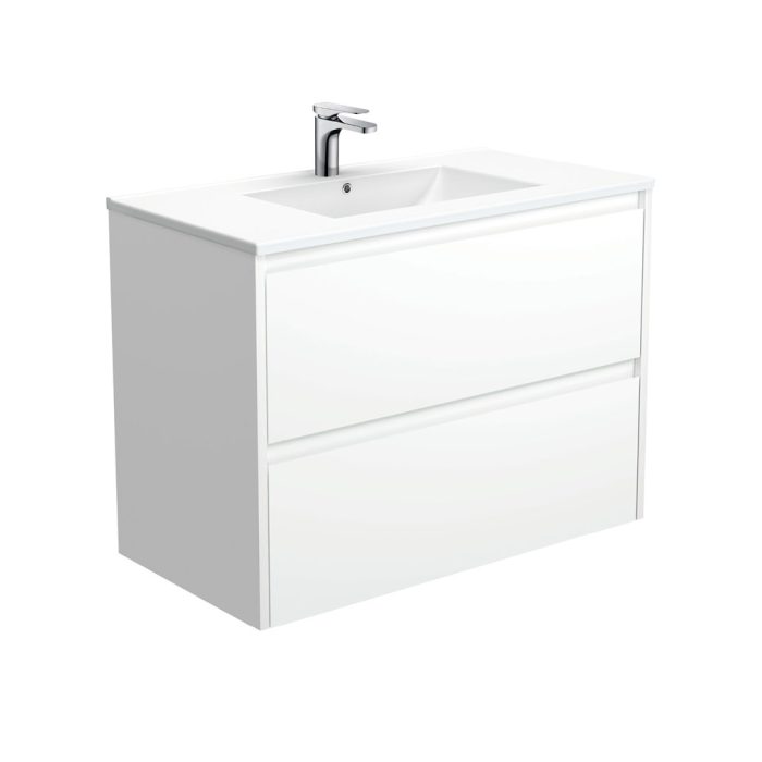 fienza Dolce Amato 900 Satin White Wall-Hung Vanity