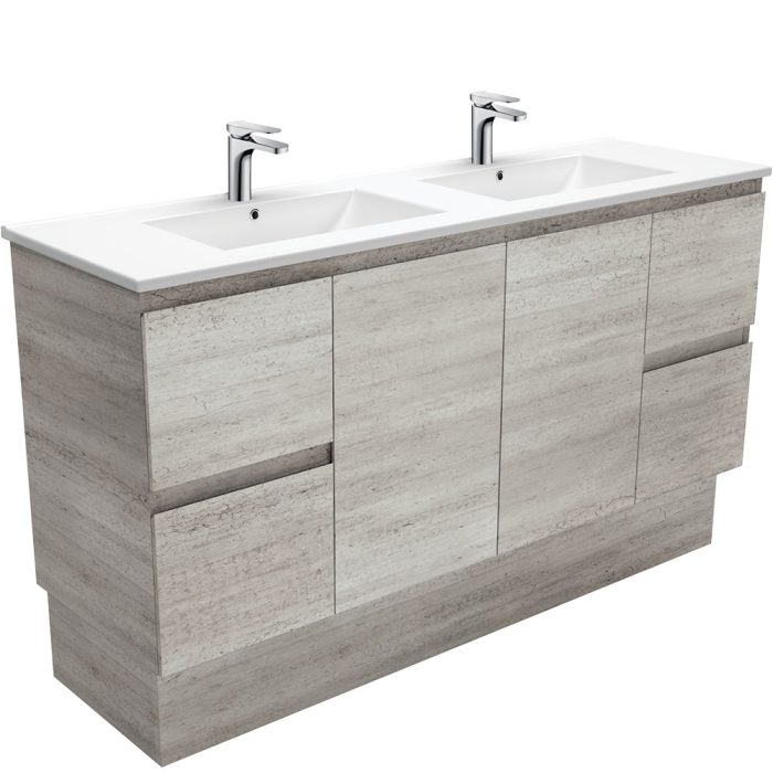 fienza Dolce Edge Industrial 1500 Double Bowl Vanity On Kickboard