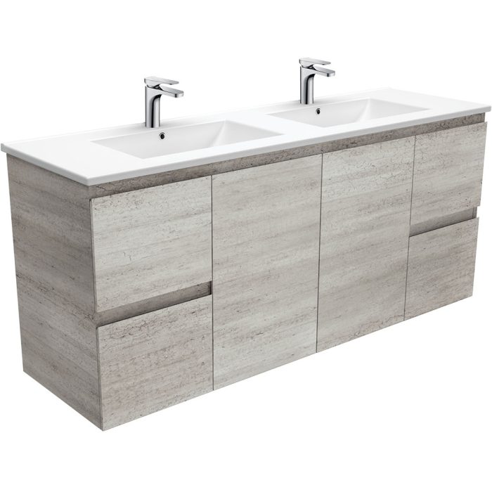 fienza Dolce Edge Industrial 1500 Double Bowl Wall-Hung Vanity