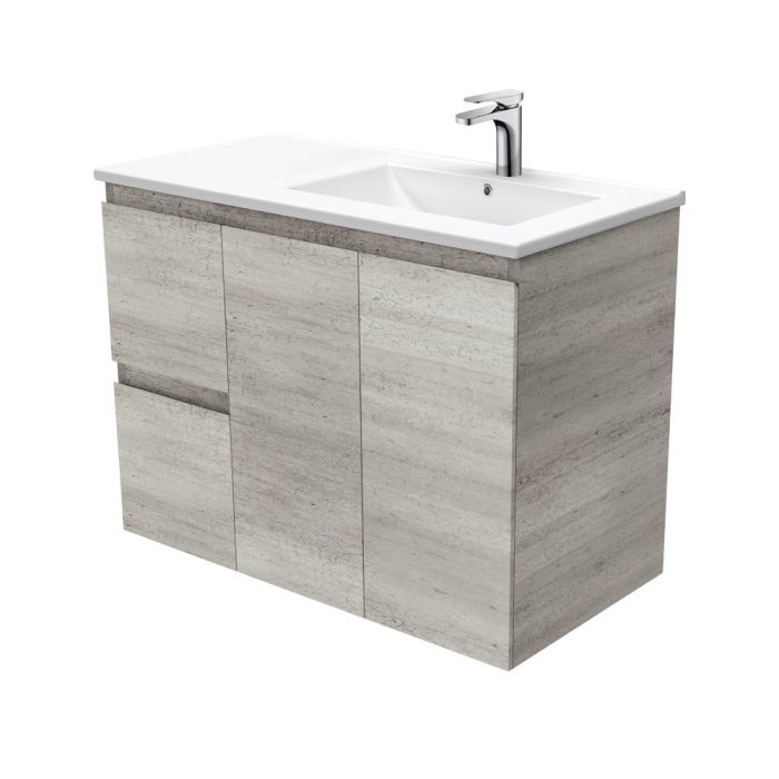 fienza Dolce Edge Industrial 900 Offset Wall-Hung Vanity Right Basin
