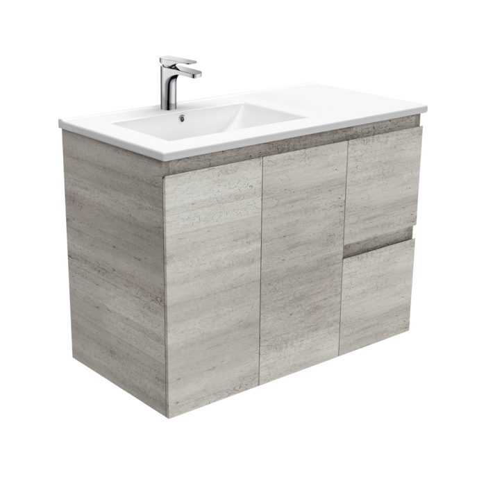 fienza Dolce Edge Industrial 900 Offset Wall-Hung Vanity Left Basin