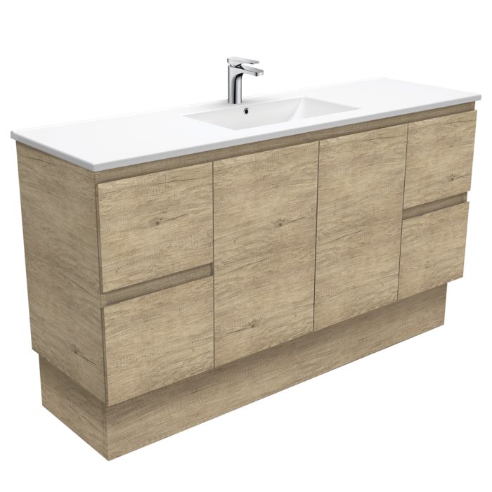 fienza Dolce Edge Scandi Oak 1500 Single Bowl Vanity On Kickboard