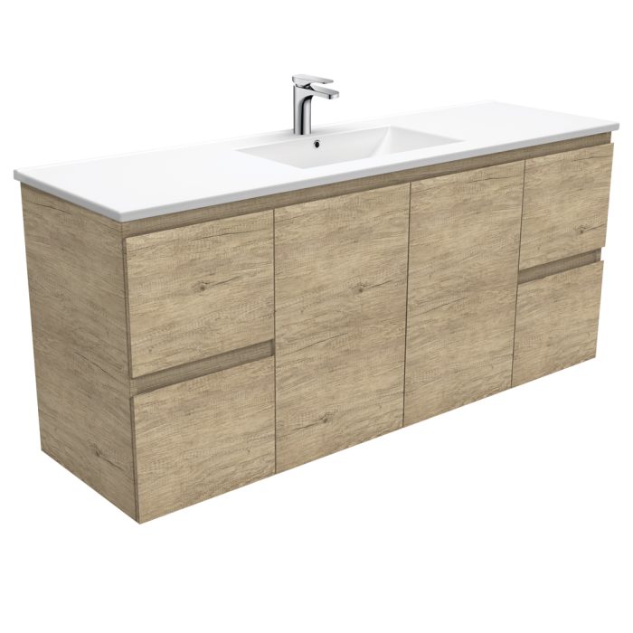 fienza Dolce Edge Scandi Oak 1500 Single Bowl Wall-Hung Vanity