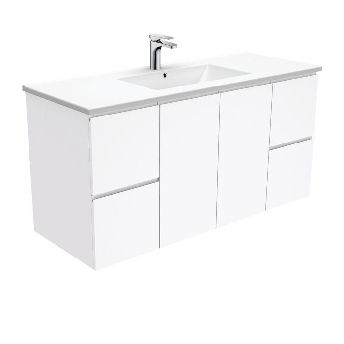 fienza Dolce Fingerpull Gloss White 1200 Wall-Hung Vanity
