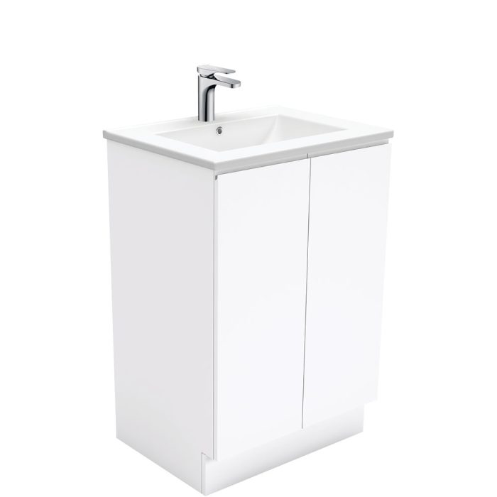 fienza Dolce Fingerpull Gloss White 600 Vanity On Kickboard