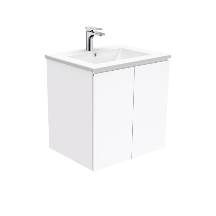 fienza Dolce Fingerpull Gloss White 600 Wall-Hung Vanity