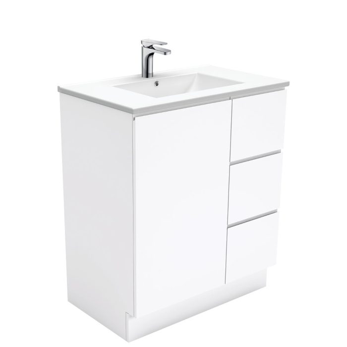 fienza Dolce Fingerpull Gloss White 750 Vanity On Kickboard