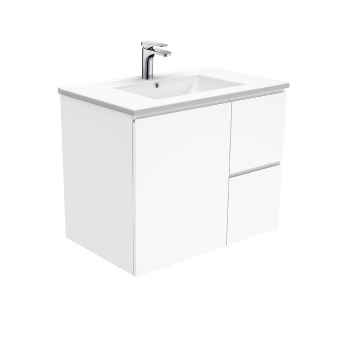 fienza Dolce Fingerpull Gloss White 750 Wall-Hung Vanity