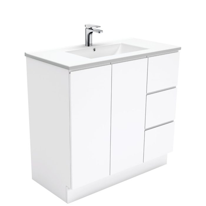 fienza Dolce Fingerpull Gloss White 900 Vanity On Kickboard