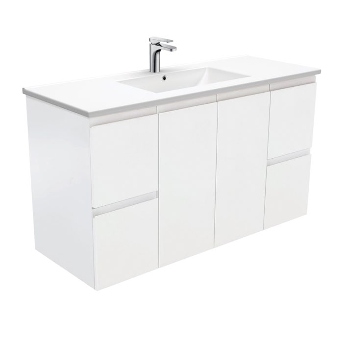 fienza Dolce Fingerpull Satin White 1200 Wall-Hung Vanity