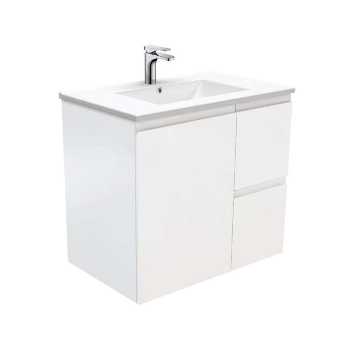 fienza Dolce Fingerpull Satin White 750 Wall-Hung Vanity