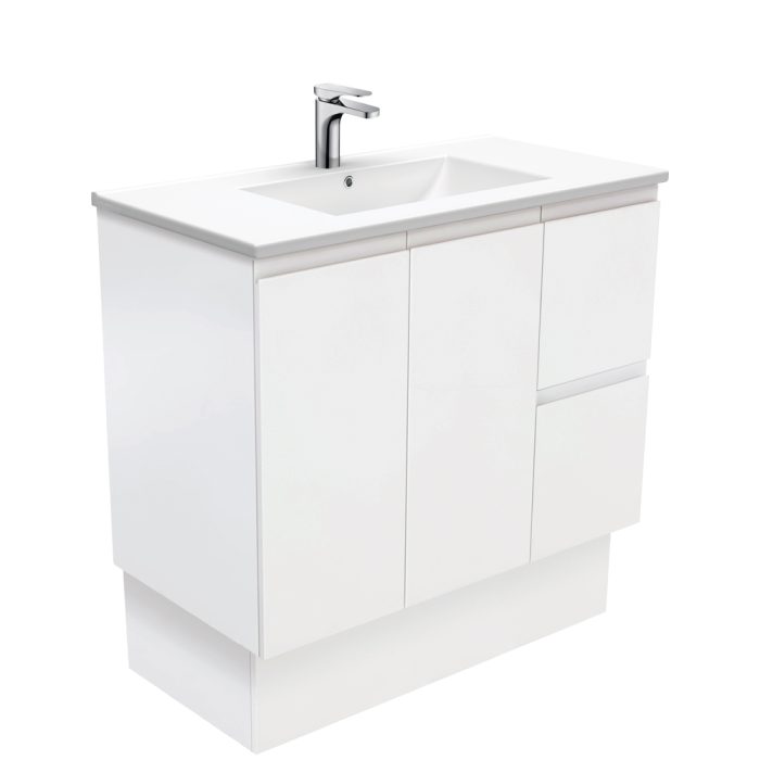 fienza Dolce Fingerpull Satin White 900 Vanity On Kickboard