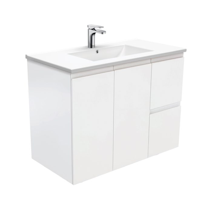 fienza Dolce Fingerpull Satin White 900 Wall-Hung Vanity