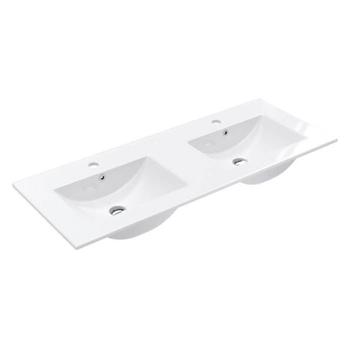 fienza Dolce Full Depth Double Bowl Ceramic Basin Top 1200