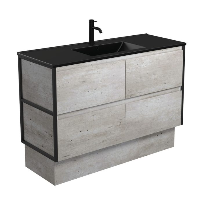 fienza Dolce Matte Black Amato 1200 Industrial Vanity On Kick Matte Black Frames