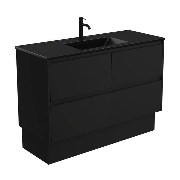 fienza Dolce Matte Black Amato 1200 Satin Black Vanity On Kick