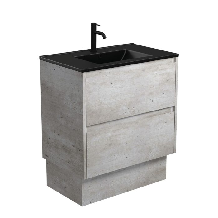 fienza Dolce Matte Black Amato 750 Industrial Vanity On Kick