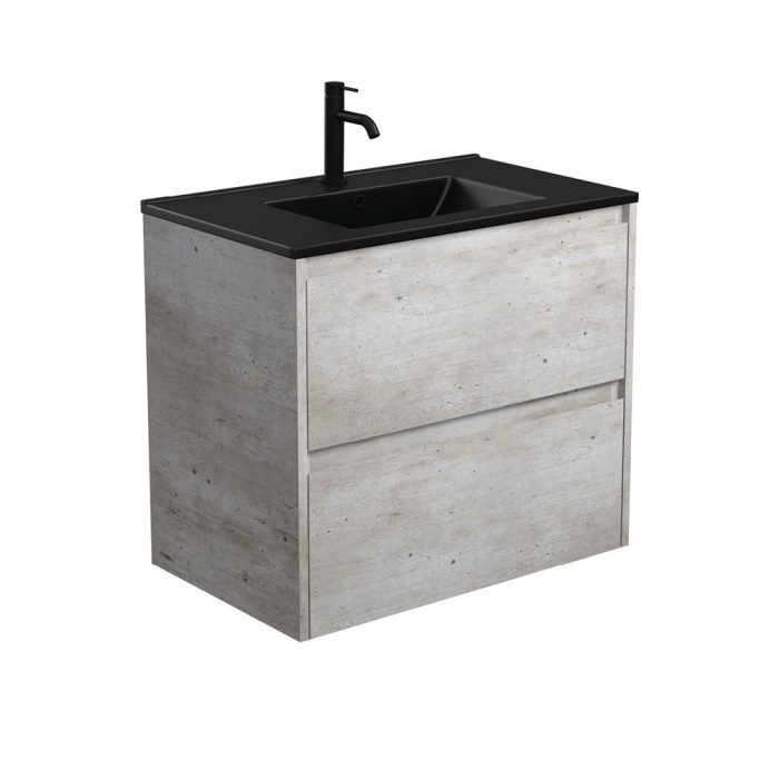 fienza Dolce Matte Black Amato 750 Industrial Wall-Hung Vanity