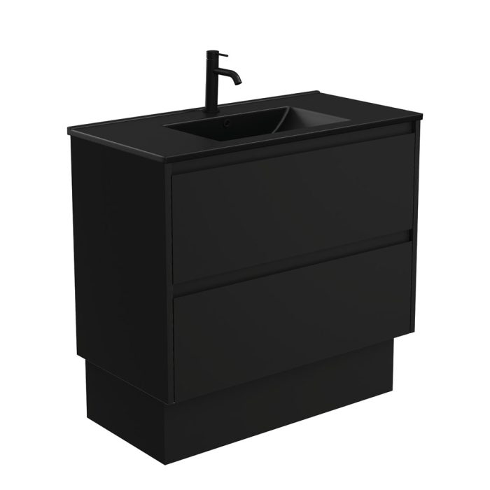 fienza Dolce Matte Black Amato 900 Satin Black Vanity On Kick