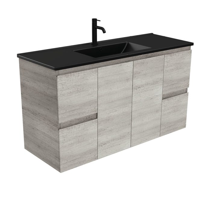 fienza Dolce Matte Black Edge Industrial 1200 Wall-Hung Vanity