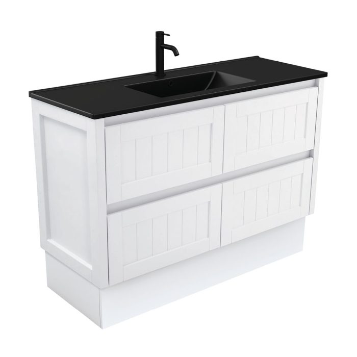 fienza Dolce Matte Black Hampton 1200 Vanity On Kickboard