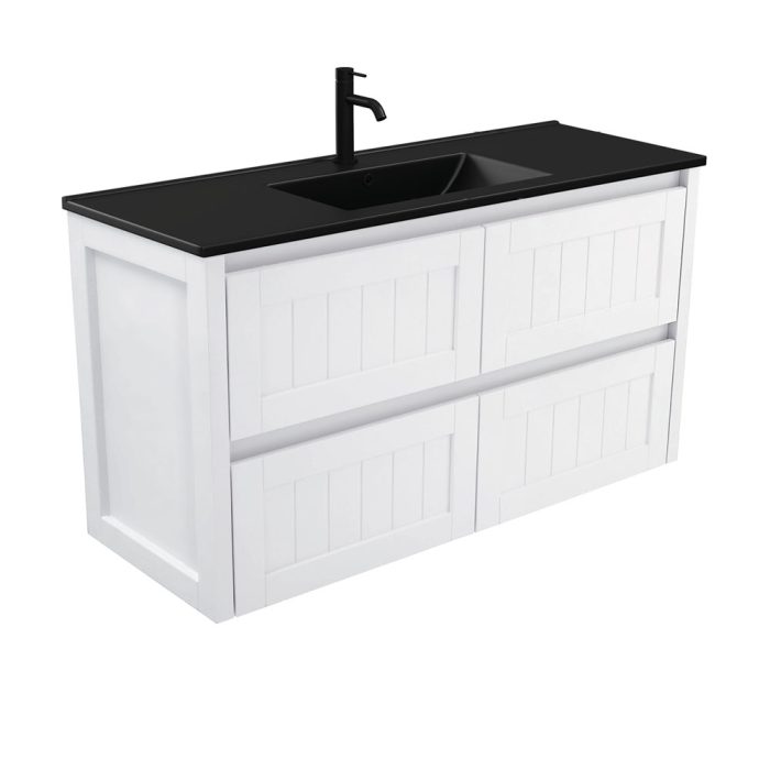 fienza Dolce Matte Black Hampton 1200 Wall-Hung Vanity