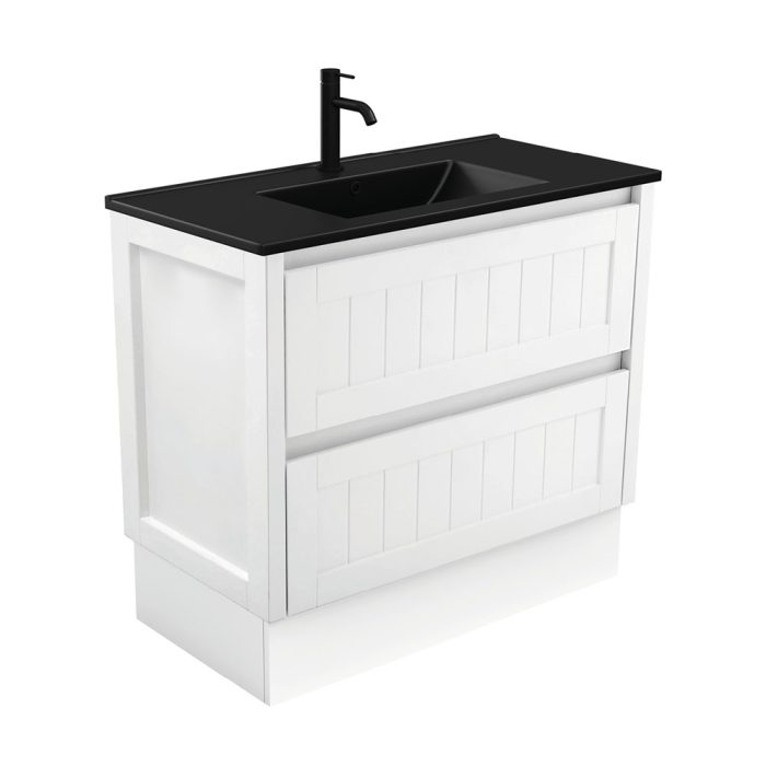 fienza Dolce Matte Black Hampton 900 Vanity On Kickboard