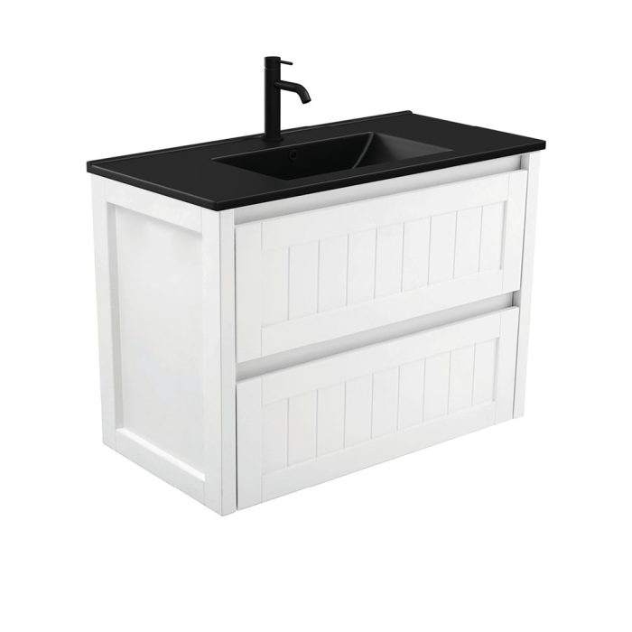 fienza Dolce Matte Black Hampton 900 Wall-Hung Vanity