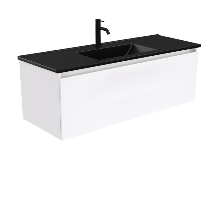 fienza Dolce Matte Black Manu 1200 Wall-Hung Vanity