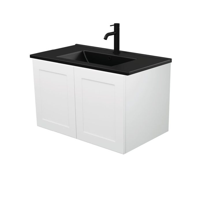 fienza Dolce Matte Black Mila 750 Wall-Hung Vanity Right Drawer
