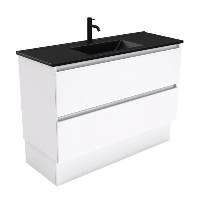 fienza Dolce Matte Black Quest 1200 Vanity On Kickboard