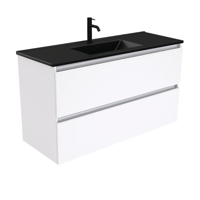 fienza Dolce Matte Black Quest 1200 Wall-Hung Vanity